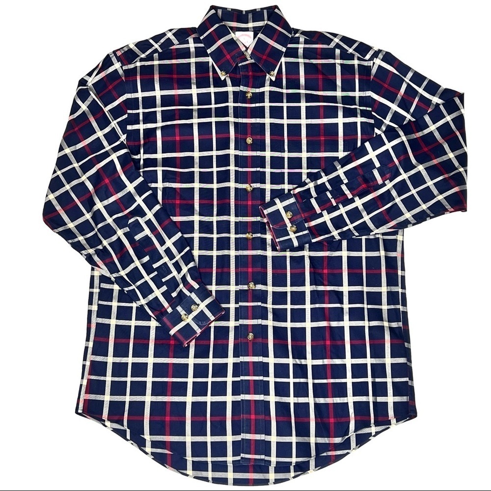 Brooks Brothers Mens Regular Fit Supima Cotton Plaid Button Down Shirt s…